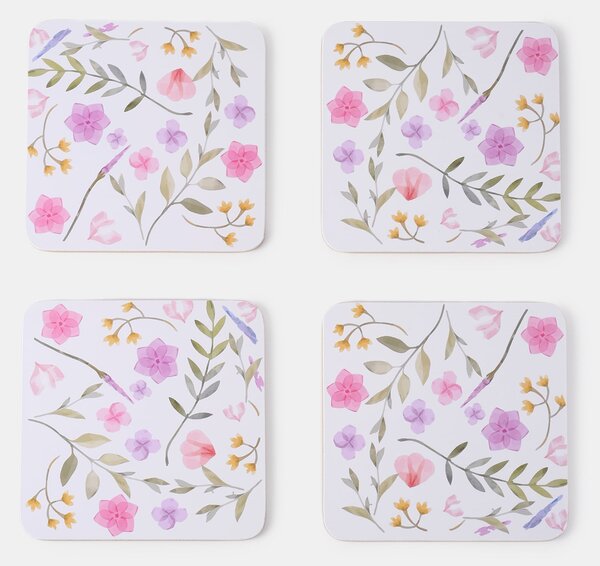 Sinsay - Poháralátétek virágmintával 4 pack - pasztellpink