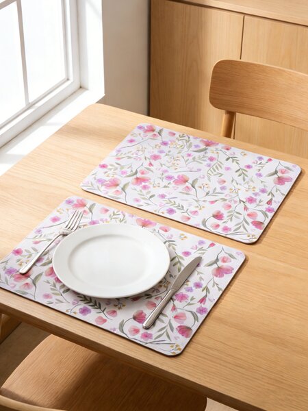 Sinsay - Virágmintás asztali alátétek szett 2 pack - pasztellpink