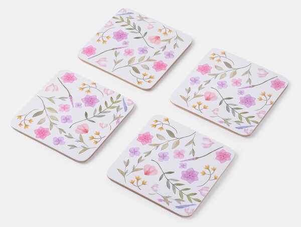 Sinsay - Poháralátétek virágmintával 4 pack - pasztellpink