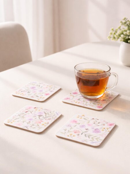Sinsay - Poháralátétek virágmintával 4 pack - pasztellpink