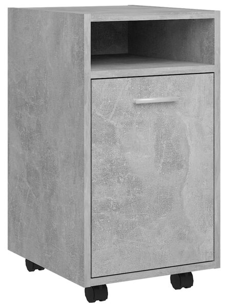 Betonszürke szerelt fa kerekes kisszekrény 33 x 38 x 60 cm