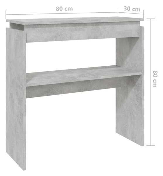 Betonszürke szerelt fa tálalóasztal 80 x 30 x 80 cm