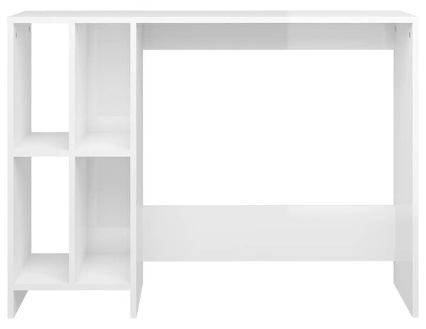 Magasfényű fehér szerelt fa laptopasztal 102,5 x 35 x 75 cm