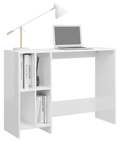 Magasfényű fehér szerelt fa laptopasztal 102,5 x 35 x 75 cm