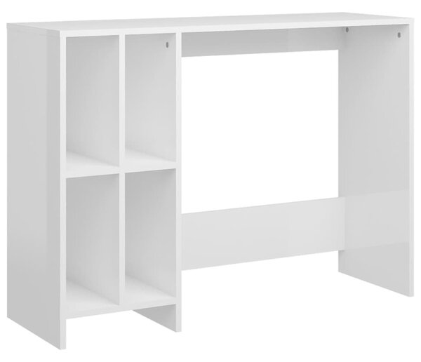 Magasfényű fehér szerelt fa laptopasztal 102,5 x 35 x 75 cm