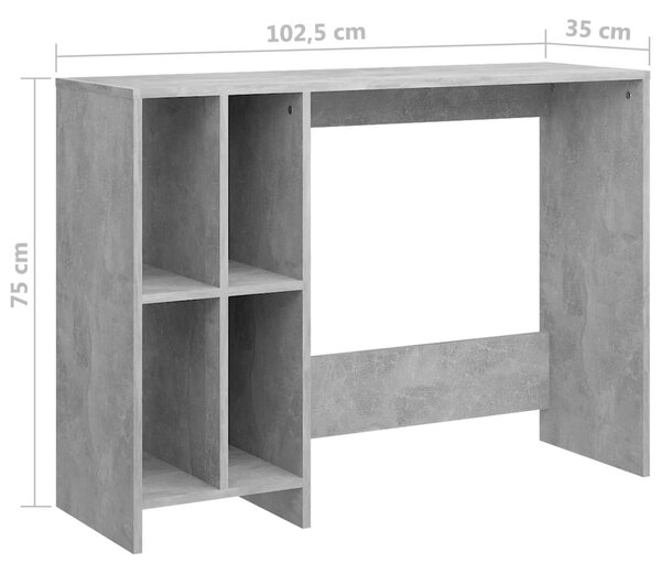 Betonszürke szerelt fa laptopasztal 102,5 x 35 x 75 cm