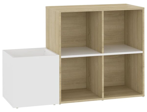 Fehér-sonoma szerelt fa előszobai cipősszekrény 105x35,5x70 cm