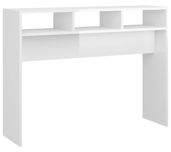 Magasfényű fehér szerelt fa tálalóasztal 105 x 30 x 80 cm