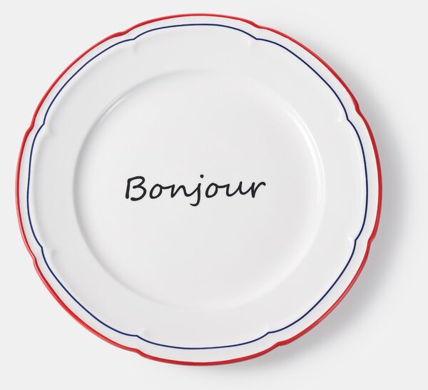 Sinsay - Kerámia tányér Bonjour felirattal - tengerészkék