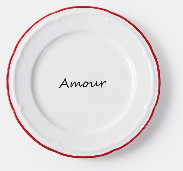 Sinsay - Kerámia tányér Amour felirattal - fehér