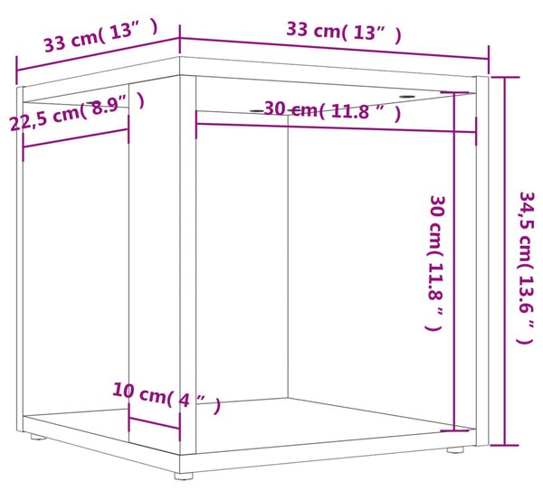 Betonszürke szerelt fa kisasztal 33 x 33 x 34,5 cm