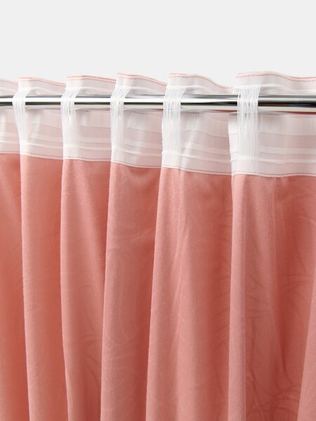Sinsay - Bársony függöny szalaggal dombornyomott mintával - pasztellpink