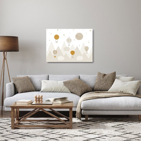 Üveg kép - Repülő léggömbök (70x50 cm)