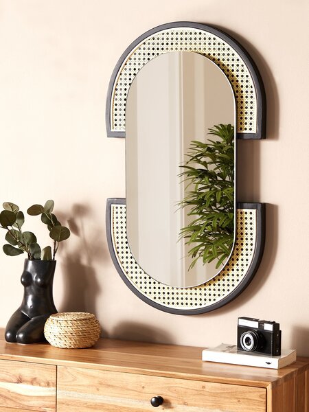 Falitükör STAINS 43 cm 75 cm PE Rattan Természetes