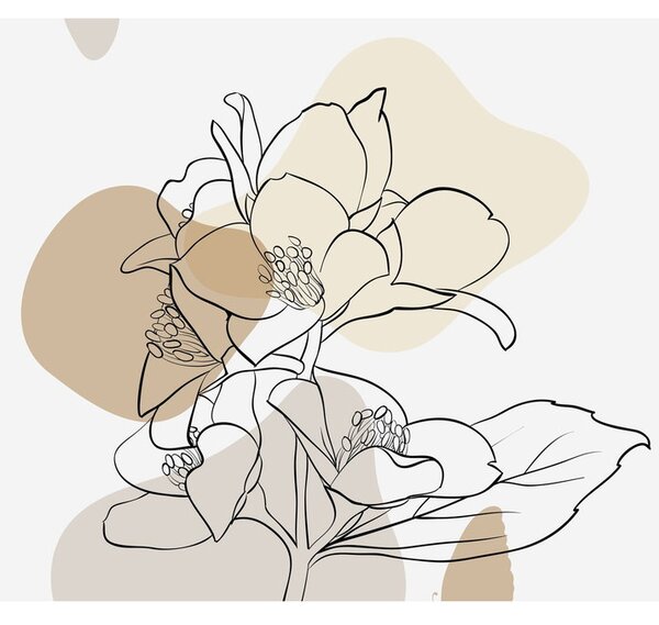 Kép - Bézs virágok pillangóval N⁰1 (120x50 cm)
