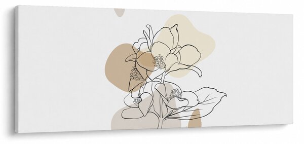 Kép - Bézs virágok pillangóval N⁰1 (120x50 cm)
