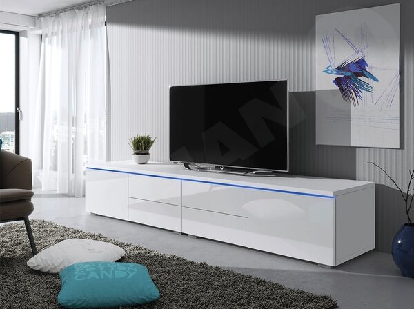 TV asztal Coral XI Double (fehér + fényes fehér)