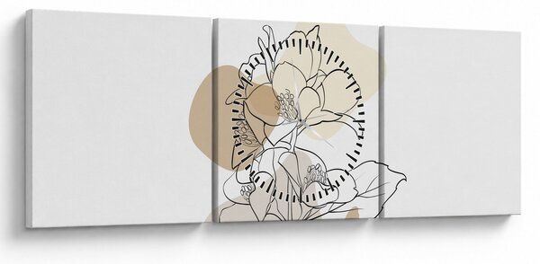 Kép - Bézs virágok pillangóval N⁰1 (órával) (90x30 cm)