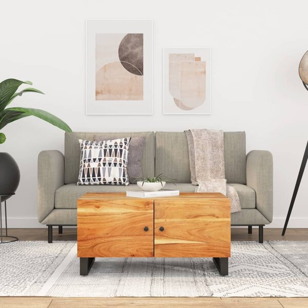 Tömör akácfa és szerelt fa dohányzóasztal 80 x 50 x 40 cm