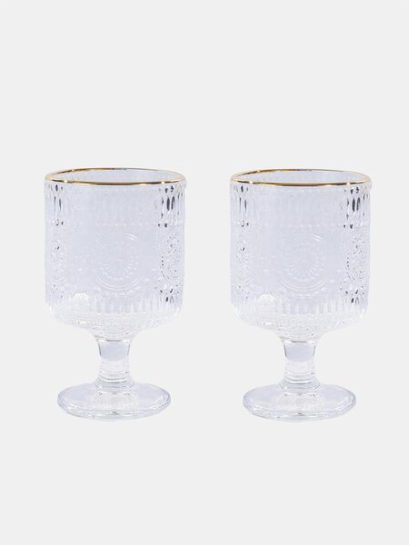Sinsay - Pohár szett dombornyomott mintával és arany peremmel 2 pack - clear