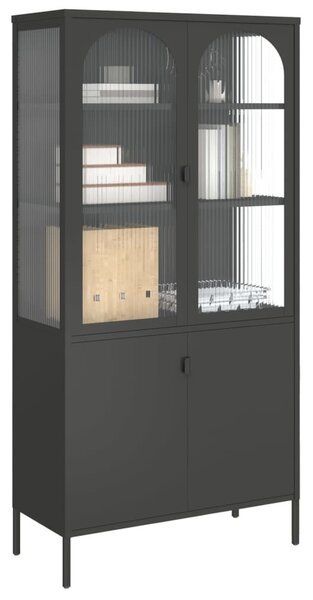 Fekete üveg és acél magasszekrény 90 x 40 x 180 cm