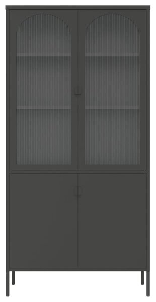 Fekete üveg és acél magasszekrény 90 x 40 x 180 cm