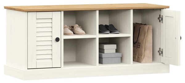 VIGO fehér tömör fenyőfa cipőtároló pad 106 x 35 x 45 cm