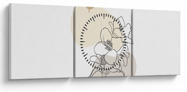 Kép - Bézs virágok pillangóval N⁰3 (órával) (90x30 cm)