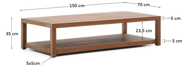 Natúr színű teakfa dohányzóasztal 70x150 cm Sashi – Kave Home
