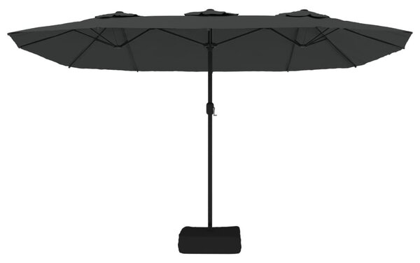 Antracitszürke dupla tetős LED-es napernyő 449x265 cm