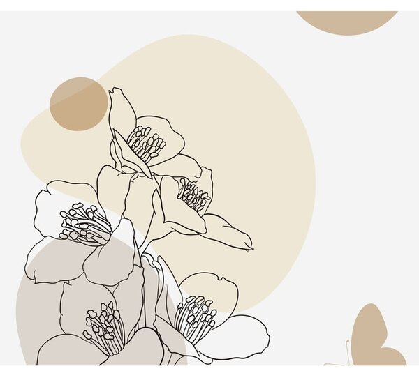 Kép - Bézs virágok pillangóval N⁰4 (120x50 cm)