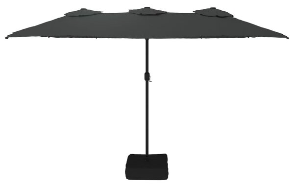 Antracitszürke dupla tetős LED-es napernyő 449x265 cm