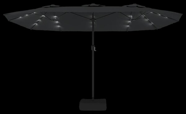 Antracitszürke dupla tetős LED-es napernyő 449x265 cm