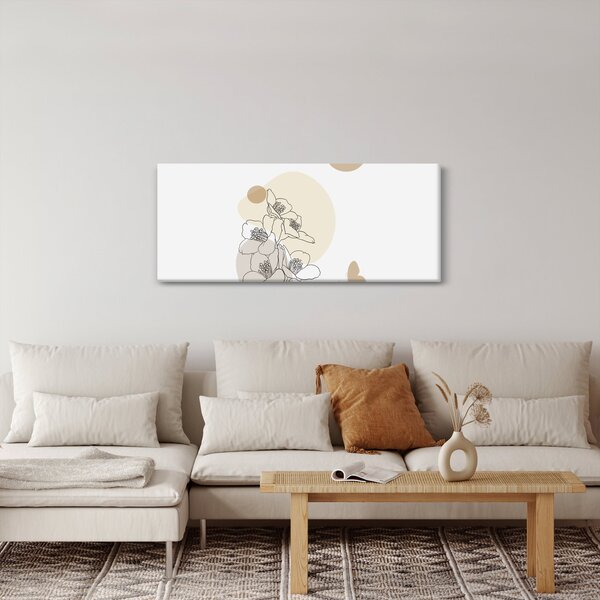 Kép - Bézs virágok pillangóval N⁰4 (120x50 cm)