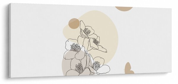 Kép - Bézs virágok pillangóval N⁰4 (120x50 cm)