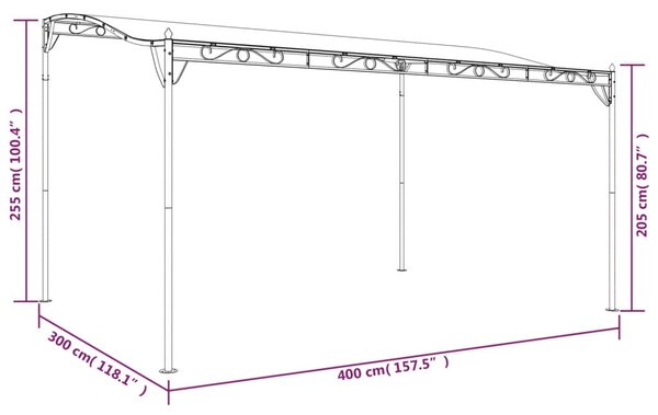 Tópszínű szövet és acél pavilon 4 x 3 m 180 g/m²