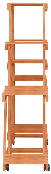 Tömör fenyőfa virágtartó állvány kerekekkel 110 x 25 x 101 cm