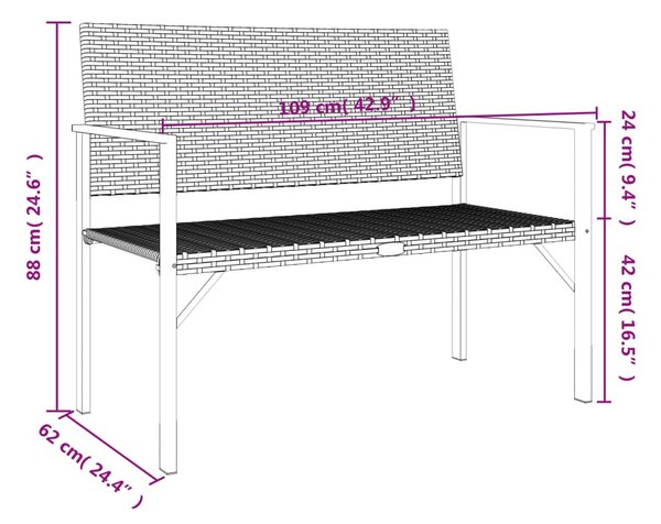 2-személyes szürke polyrattan kerti pad