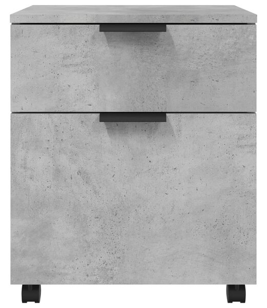 Betonszürke szerelt fa mobil iratszekrény kerekekkel 45x38x45cm