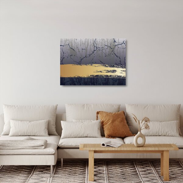 Üveg kép - Kék és arany absztrakció N⁰1 (70x50 cm)