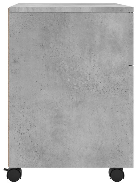 Betonszürke szerelt fa mobil iratszekrény kerekekkel 45x38x45cm