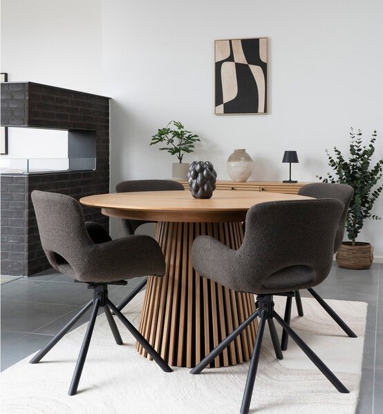 Kerek bővíthető étkezőasztal tölgyfa dekoros asztallappal ø 120 cm Osaka – House Nordic