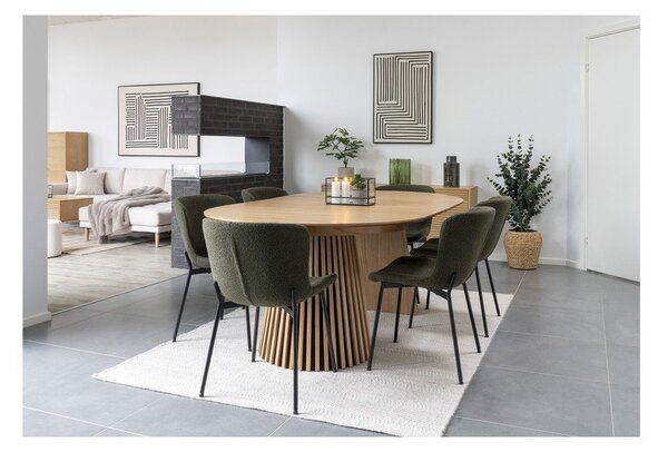 Kerek bővíthető étkezőasztal tölgyfa dekoros asztallappal ø 120 cm Osaka – House Nordic