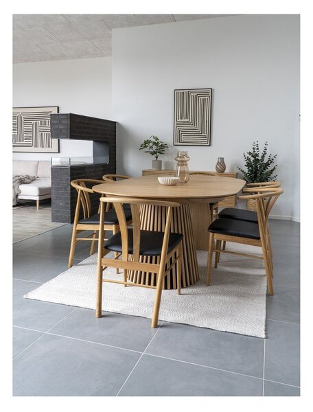 Kerek bővíthető étkezőasztal tölgyfa dekoros asztallappal ø 120 cm Osaka – House Nordic