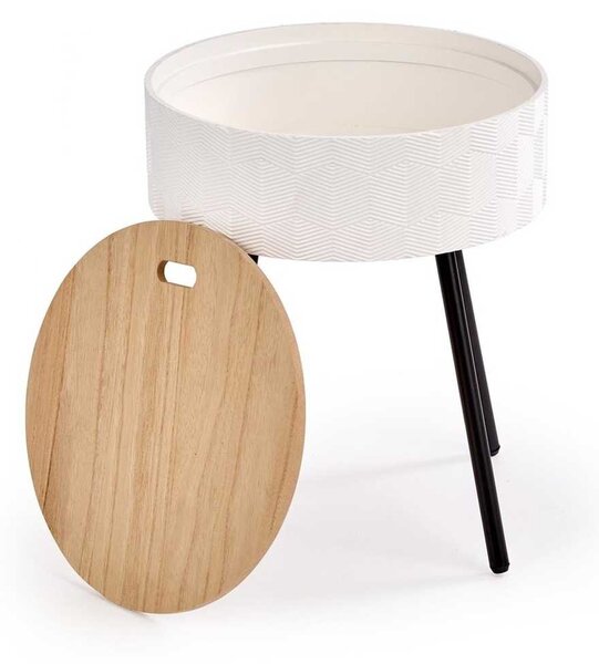 Aura oldalasztal, természetes fa / fehér