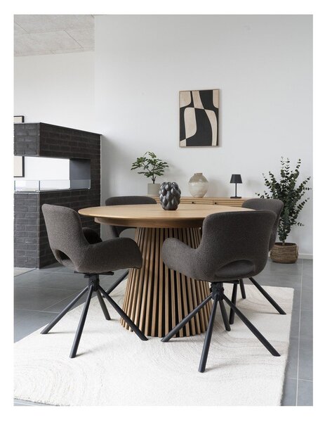 Kerek bővíthető étkezőasztal tölgyfa dekoros asztallappal ø 120 cm Osaka – House Nordic