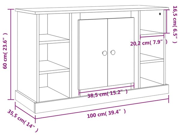 Betonszürke szerelt fa tálalószekrény 100x35,5x60 cm