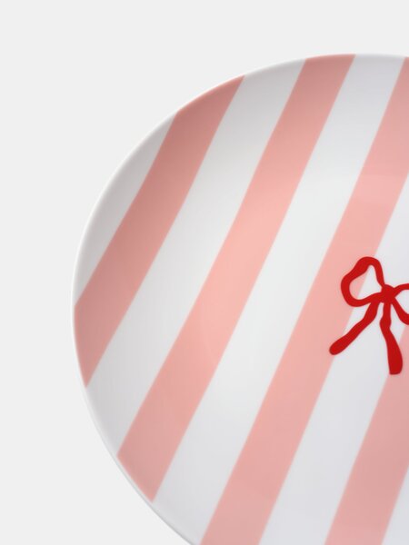 Sinsay - Kerámia tányér masni mintával - pasztellpink