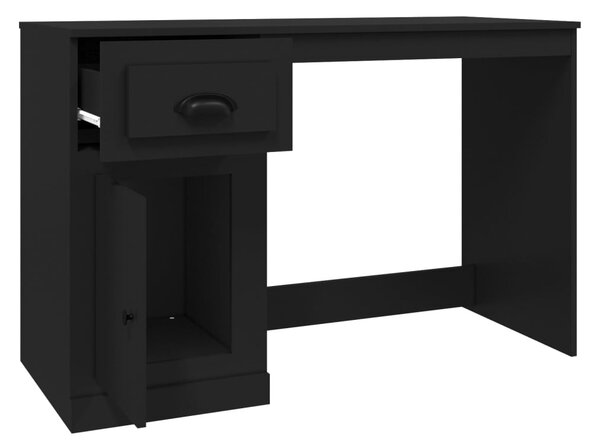 Fekete szerelt fa íróasztal fiókkal 115x50x75 cm