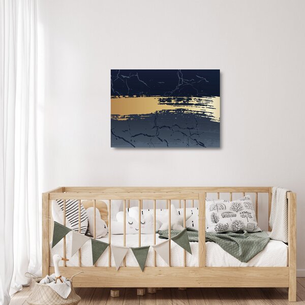 Üveg kép - Kék és arany absztrakció N⁰2 (70x50 cm)